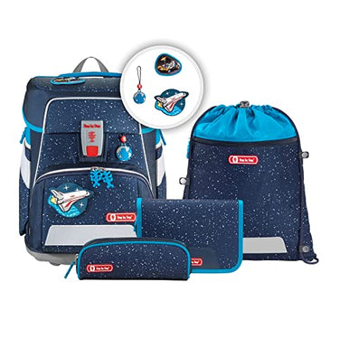 Step by Step Schulranzen-Set Space „Sky Rocket Rico“ 5-teilig, blau-schwarz, Weltraum-Design, ergonomischer Tornister mit Reflektoren, höhenverstellbar mit Hüftgurt für Jungen 1. Klasse, 20 im Sale